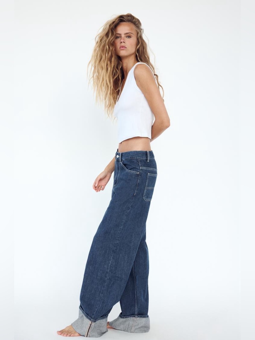 Zara TRF Wide Leg High Waist Jeans US 4 - Picture 3 of 11
